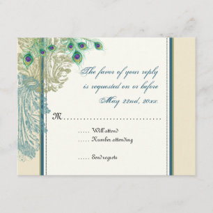 Vintage Peacock, Feathers  RSVP response card