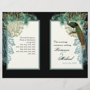 Vintage Peacock, Feathers - Wedding Program