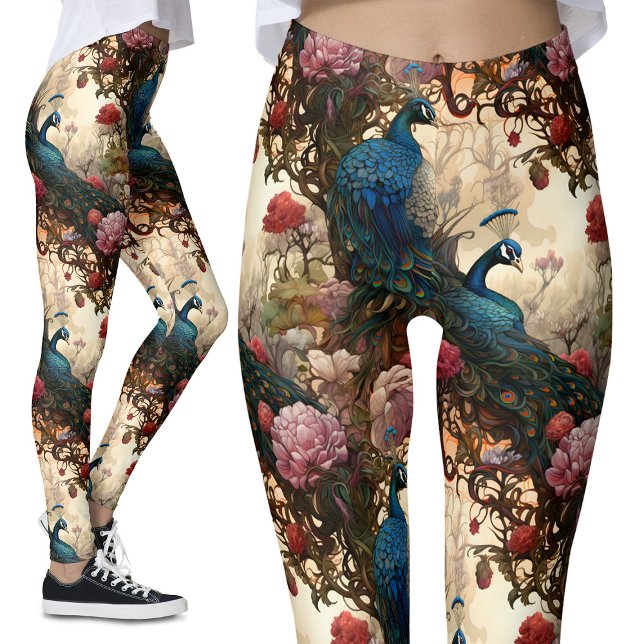 Vintage Peacock Floral Leggings (Creator Uploaded)