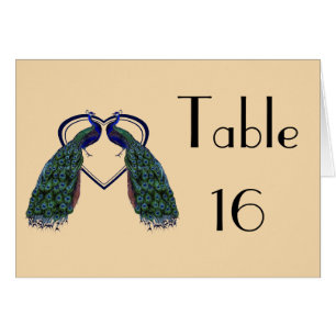 Vintage Peacock Folded Table Number Cards