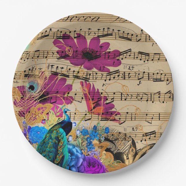 Vintage Peacock for all occasions Paper Plate (Front)
