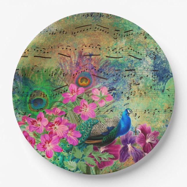 Vintage Peacock for all occasions Paper Plate (Front)