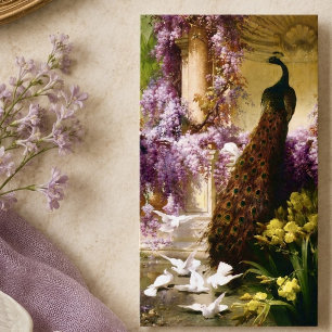 Vintage Peacock Garden Artwork Romantic Wisteria Business Card