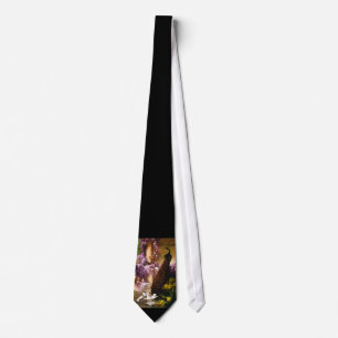 Vintage Peacock Garden Artwork Romantic Wisteria Tie