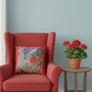 Vintage Peacock Gisbert Combaz Cushion