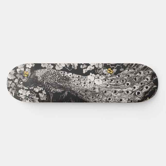 Vintage Peacock Illustration by Theo van Hoytema Skateboard (Horz)