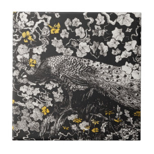 Vintage Peacock Illustration by Theo van Hoytema Tile