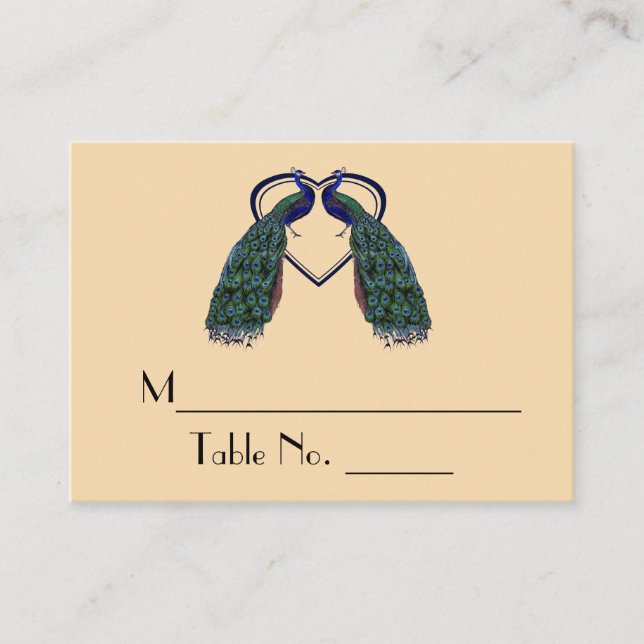 Vintage Peacock Individual Table Number Cards (Front)