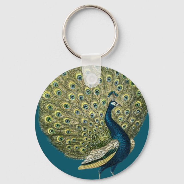 Vintage Peacock Key Ring (Front)