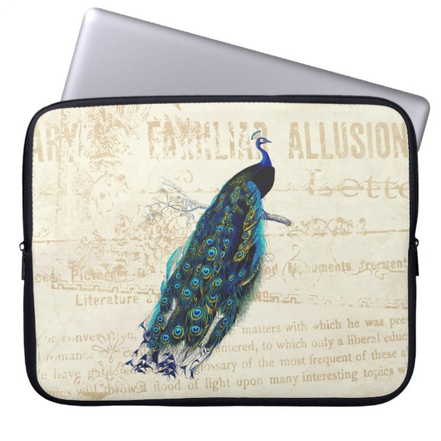 Vintage Peacock Laptop Sleeve (Front)