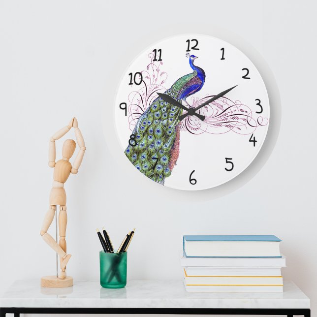Vintage Peacock Large Clock (Vintage Peacock Large Clock)
