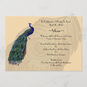 Vintage Peacock Menu Cards