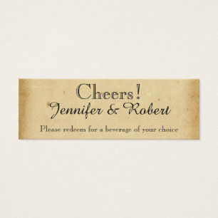 Vintage Peacock Monogram Wedding Drink Tickets