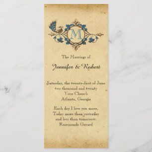 Vintage Peacock Monogram Wedding Program Programme