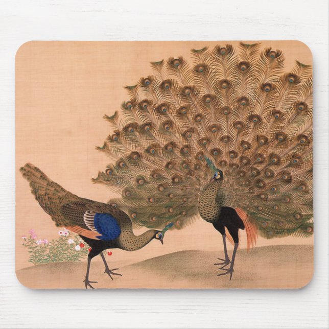 Vintage Peacock Mouse Pad (Front)