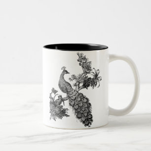 Vintage Peacock on Branch T-shirts and Gifts Two-Tone Coffee Mug