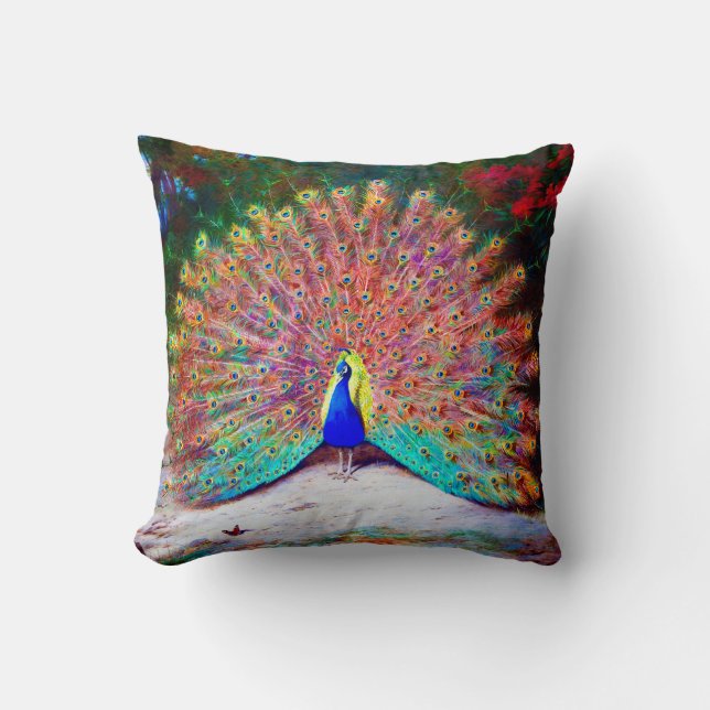 Vintage Peacock Painting Cushion (Front)