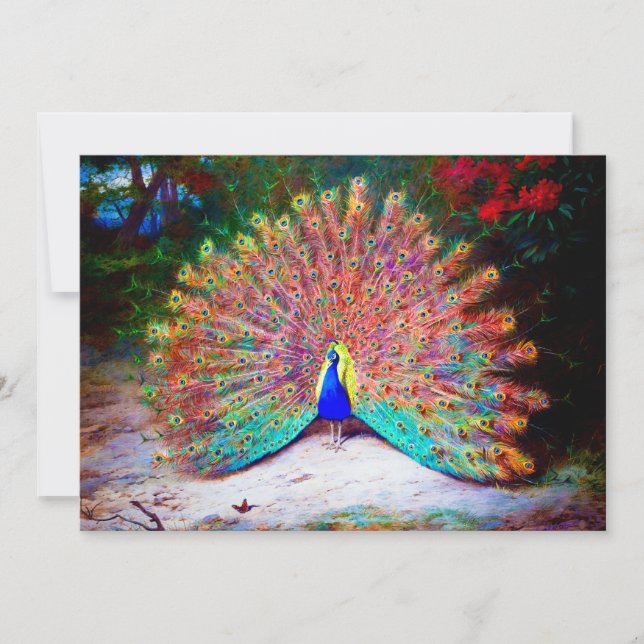 Vintage Peacock Painting Invitation (Front)