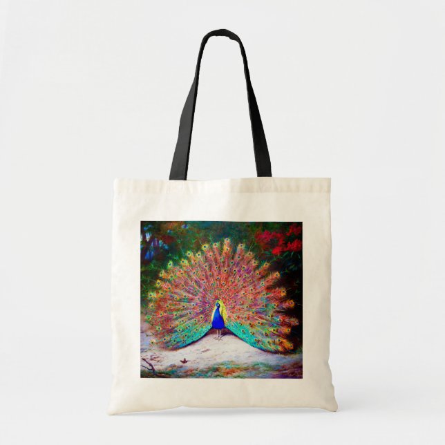 Vintage Peacock Painting Tote Bag (Front)
