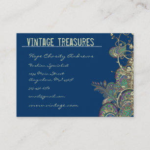 Vintage Peacock Paisleys Swirl Design Business Card