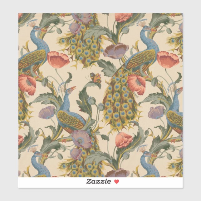 Vintage Peacock Pattern Colourful Art (Sheet)