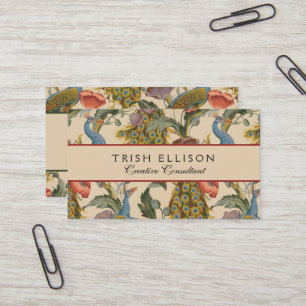Vintage Peacock Pattern Colourful Art Business Card