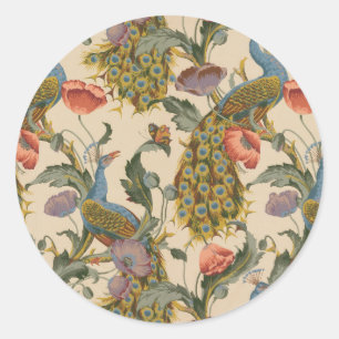 Vintage Peacock Pattern Colourful Art Classic Round Sticker