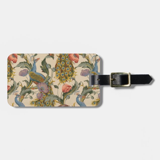 Vintage Peacock Pattern Colourful Art Luggage Tag (Front Horizontal)