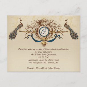 Vintage Peacock Reception Card Horizontal b