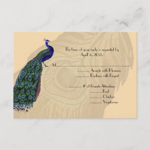 Vintage Peacock Reply Cards with Menu Options