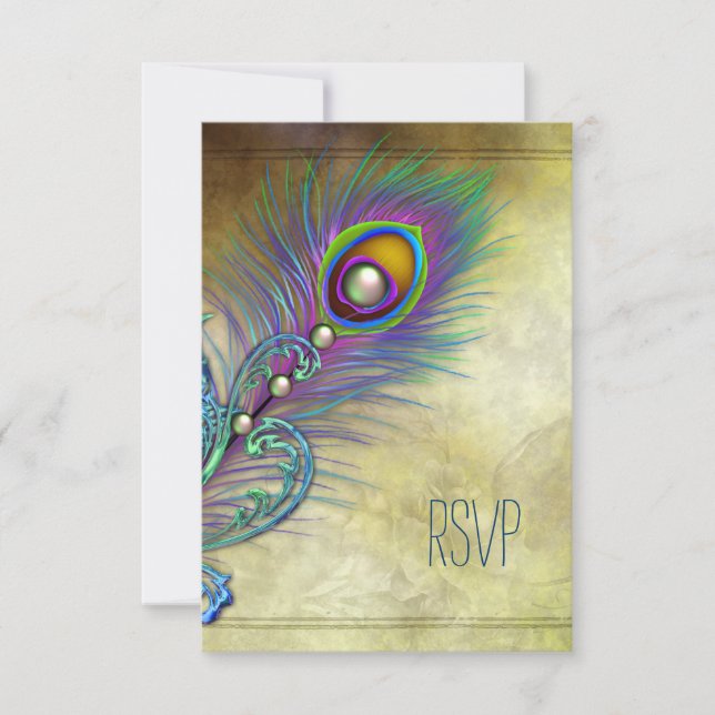 Vintage Peacock RSVP (Front)