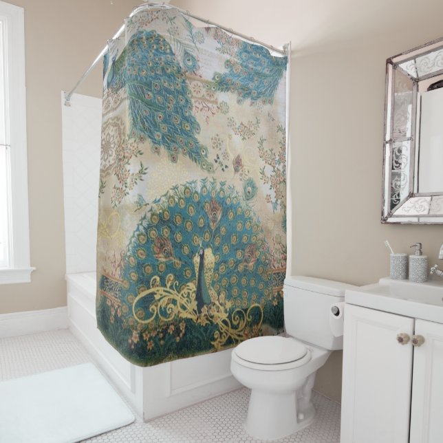 Vintage Peacock - Shower Curtain (In Situ)