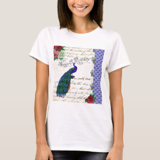 Vintage Peacock Song Collage T-Shirt
