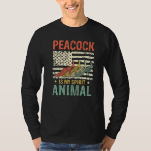Vintage Peacock Spirit Animal Retro Us American Fl T-Shirt