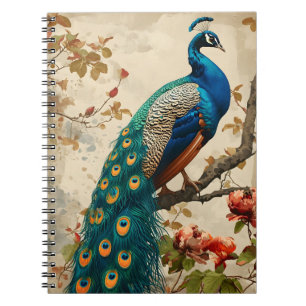Vintage Peacock Splendor Postcard Notebook