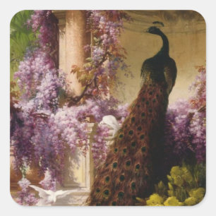 Vintage Peacock Square Sticker