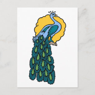 Vintage Peacock Tattoo Postcard
