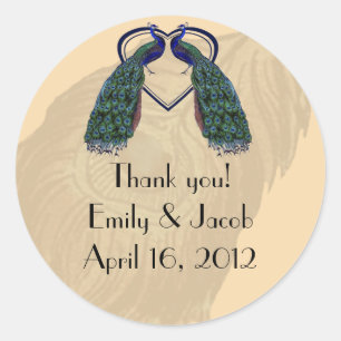 Vintage Peacock Thank You Favour Stickers