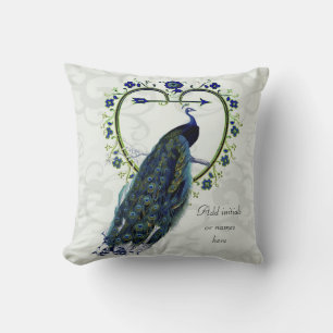 Vintage Peacock Wedding Anniversary 40th 50th 60th Cushion
