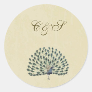 Vintage Peacock Wedding Favour Stickers