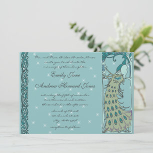 Vintage Peacock Wedding Invitation