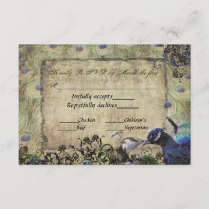 Vintage Peacock Wedding Invitation RSVP
