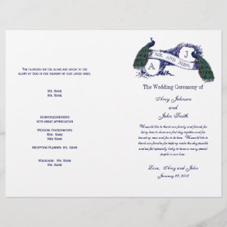 Vintage Peacock Wedding Program