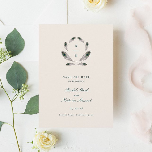 Vintage Peacock Wedding Save the Date (Creator Uploaded)