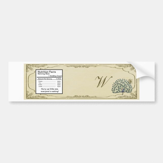 Vintage Peacock Wedding Water Bottle Label (Front)
