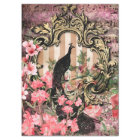 Vintage Peacock with Frame Pink Floral Decoupage