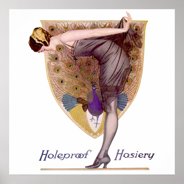 Vintage Peacock Woman Flapper Pretty Poster (Front)