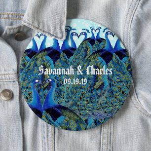 Vintage Peacocks Kissing Wedding Gifts 6 Cm Round Badge
