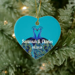 Vintage Peacocks Kissing Wedding Gifts Ceramic Tree Decoration<br><div class="desc">Vintage Kissing Peacocks Wedding Gifts</div>