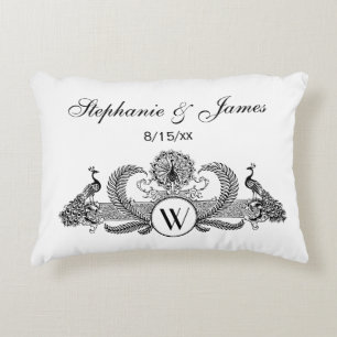 Vintage Peacocks Monogram Decorative Cushion